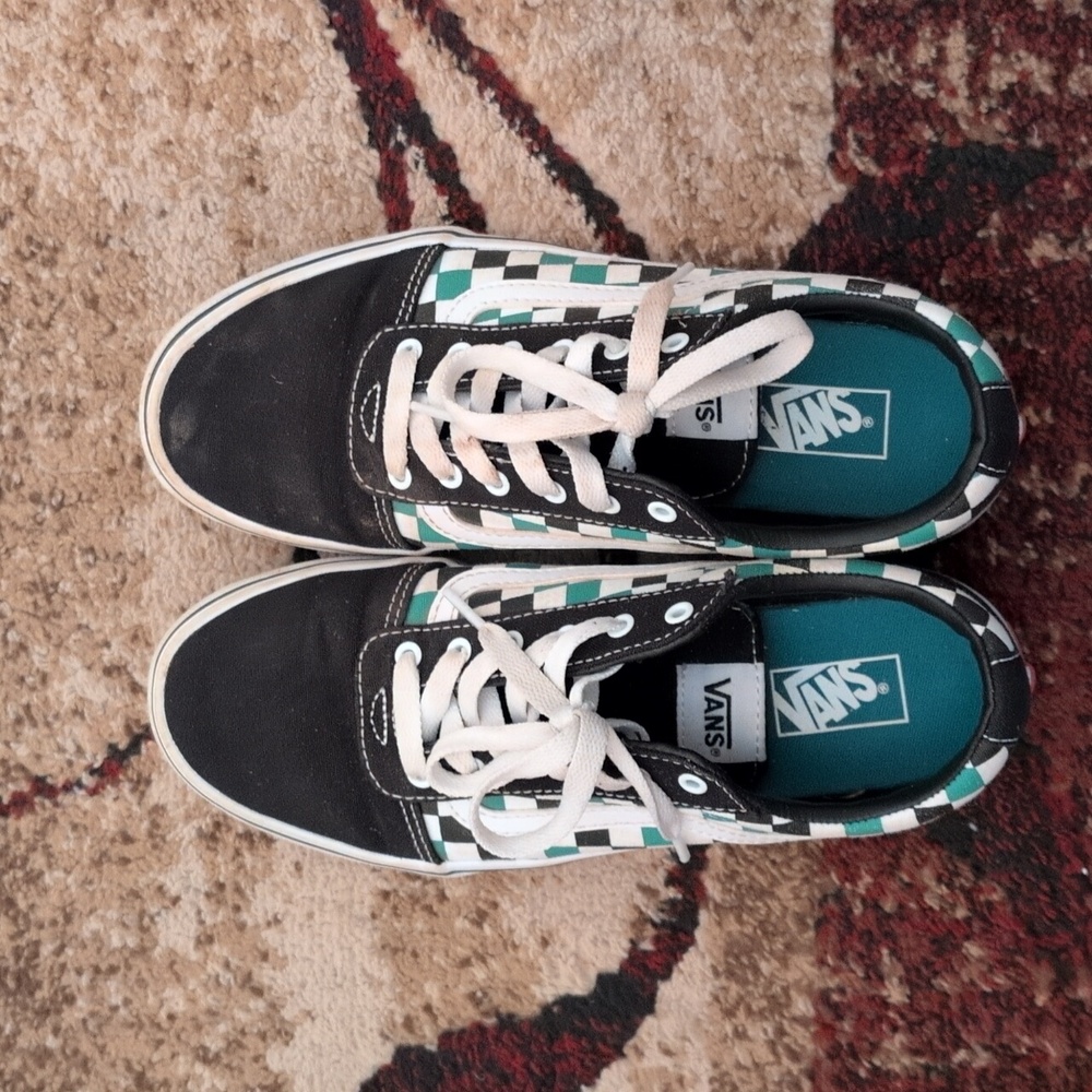 Green Checkered Old Skool Details Vans Youth 6